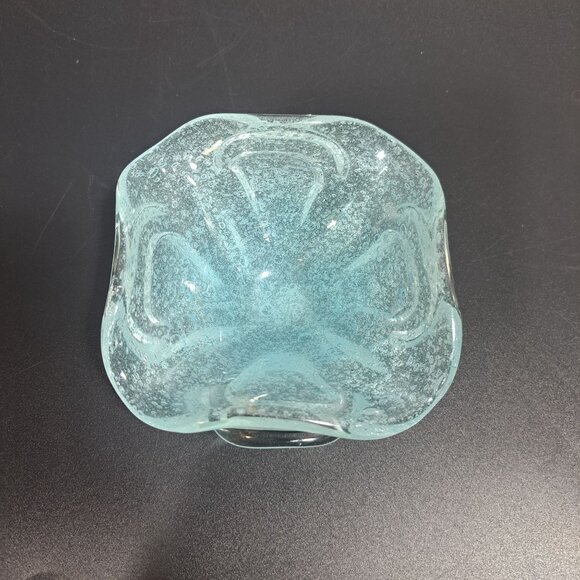 Murano Light Blue Bubble Art Glass Trinket Bowl - Picture 4 of 13